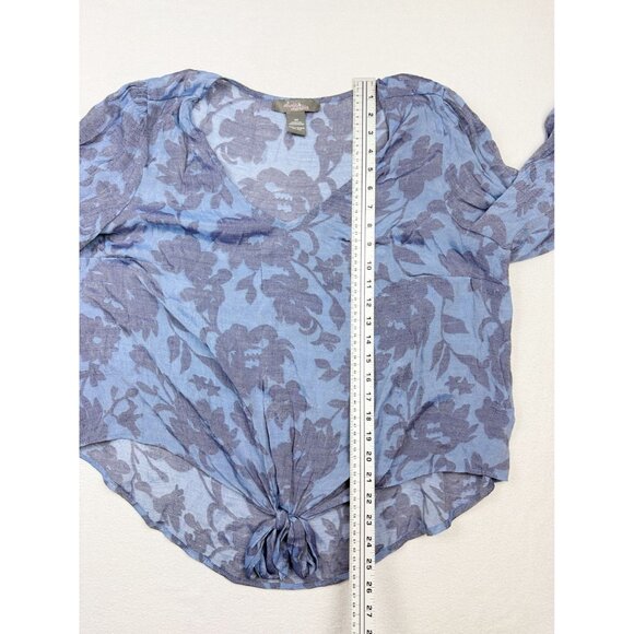OLIVIA & MARTIN Sheer Floral Rayon Tie Bottom Top Size‎ 2X Womens Blue - Picture 6 of 6
